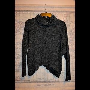 Ribbed Knit Floppy Neck Sweater